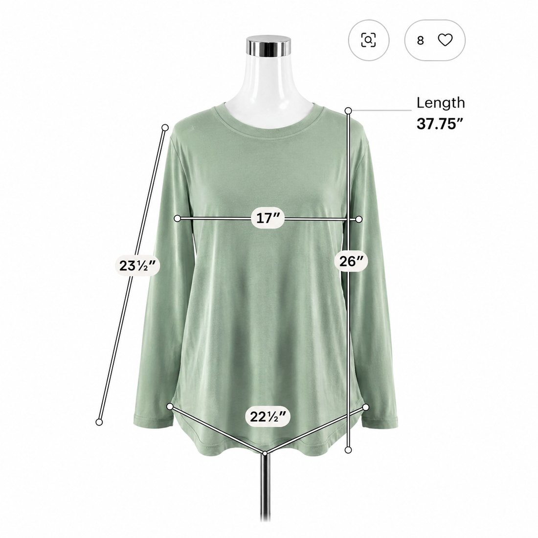 Antonio Melani NWT Mint Green Soft Stretch Lyocell Blend Long Sleeve Top XL
