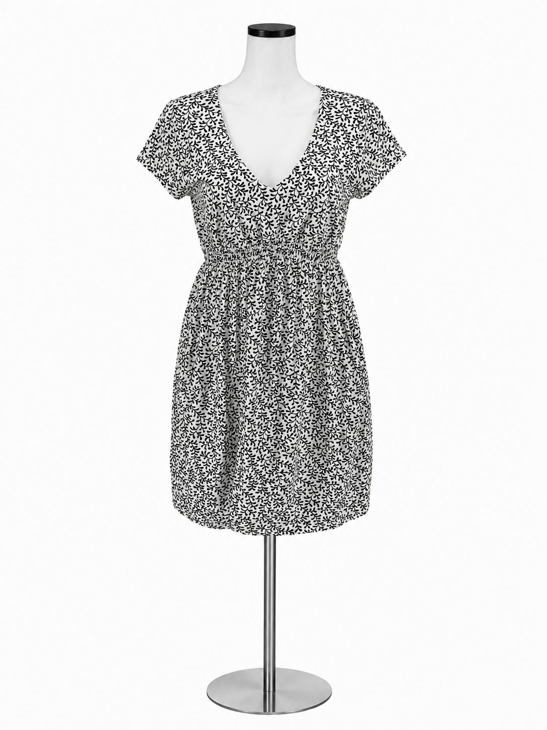 Boden Amelie Jersey Dress 10P Petite Black White Vine Print Modal Cotton