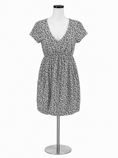 Boden Amelie Jersey Dress 10P Petite Black White Vine Print Modal Cotton
