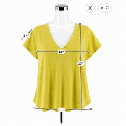 Pilcro Yellow Slub Cotton V-Neck Short Sleeve Tee Top Size Small