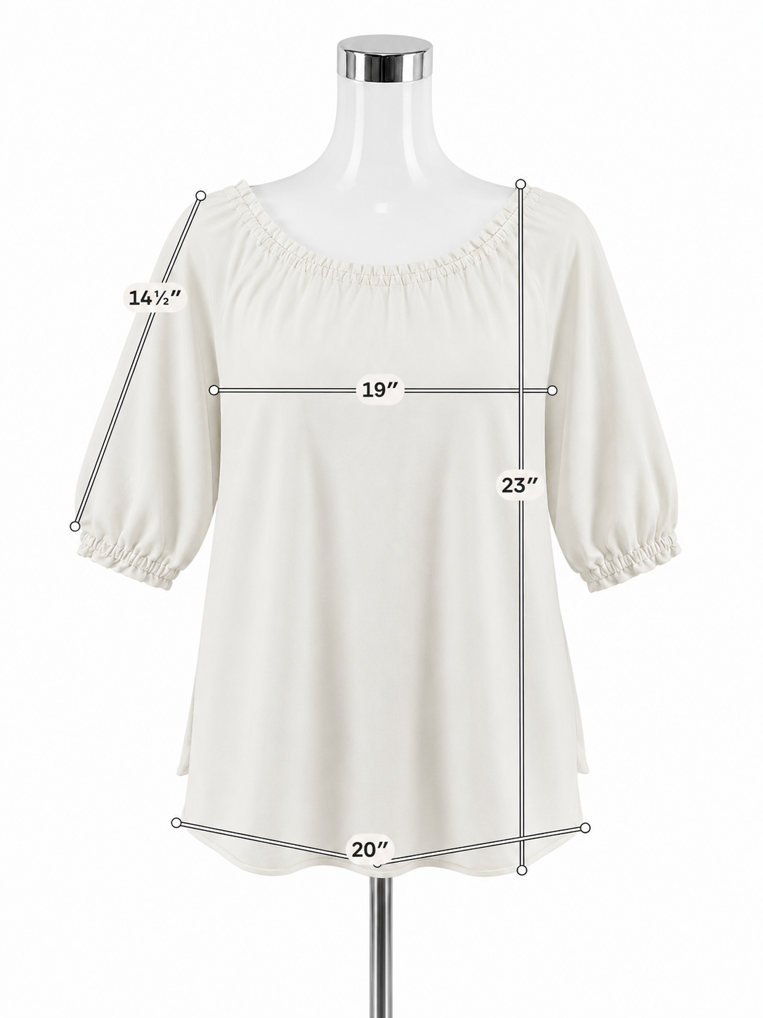 Sundays Ruched Ruffle Trim Boat Neck Top Off-White Size 2