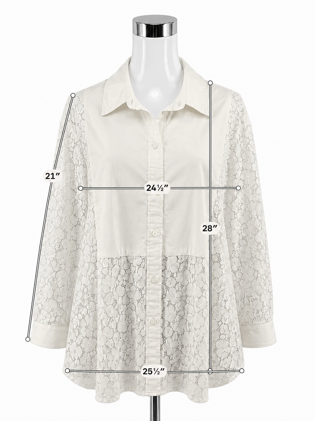 Gap The Big Shirt White Floral Lace Button Down Top Womens XL Boho Sheer