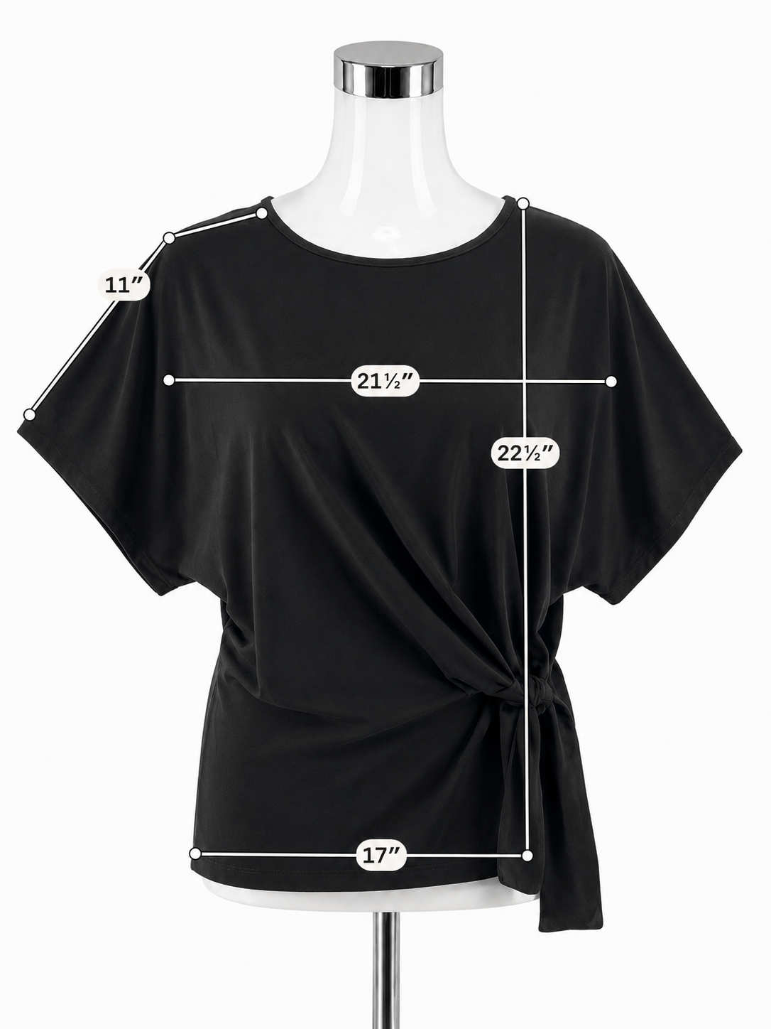 Ciara Sun Woo Draped Side Tie Dolman Top Black Stretch Jersey Size Medium