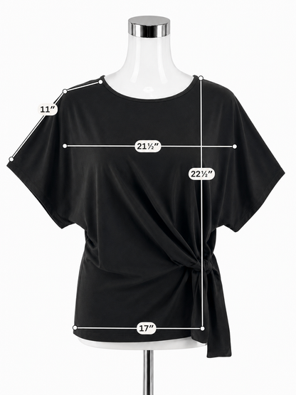 Ciara Sun Woo Draped Side Tie Dolman Top Black Stretch Jersey Size Medium