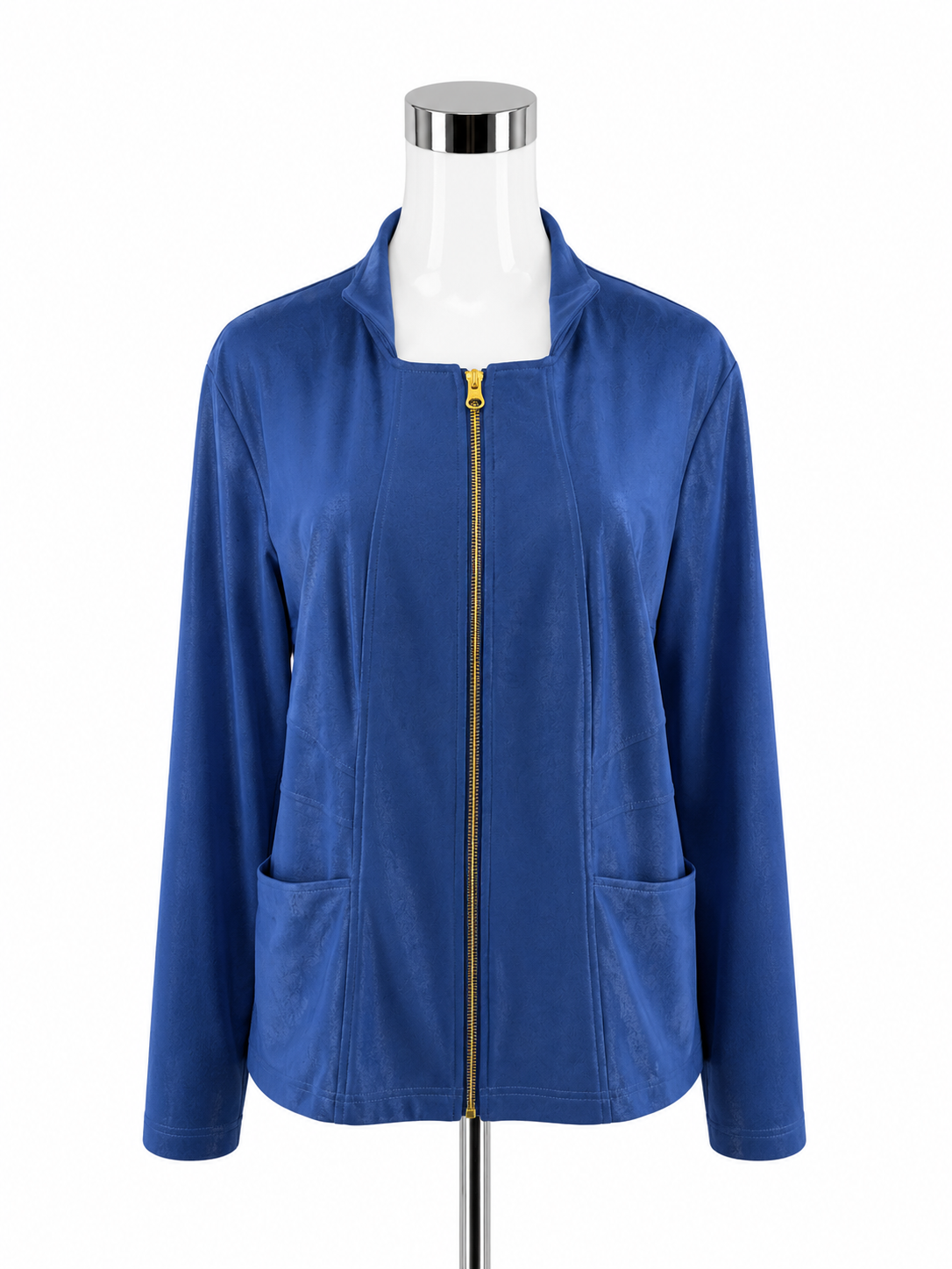 Clara Sunwoo Royal Blue Sueded Knit Full-Zip Jacket | Size XL