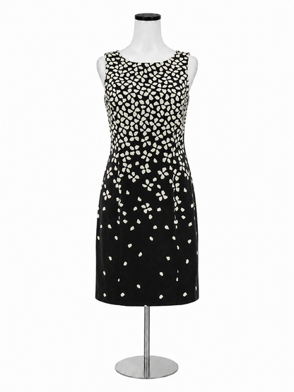 Lauren Ralph Lauren Floral Sheath Dress Black White Cotton Stretch Size 4