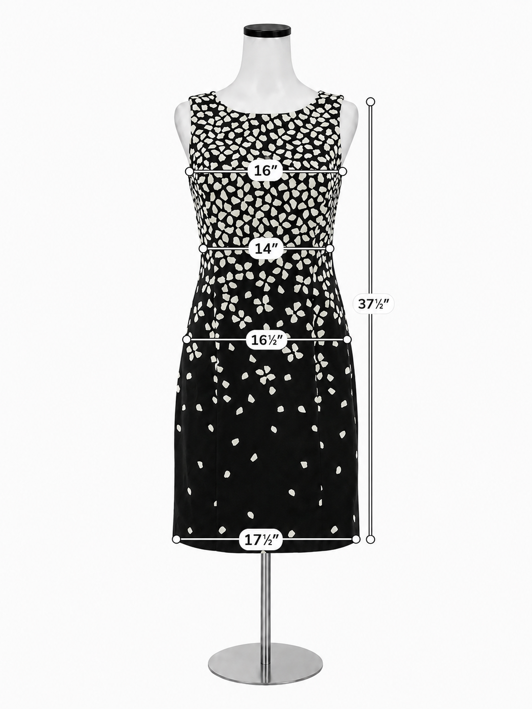 Lauren Ralph Lauren Floral Sheath Dress Black White Cotton Stretch Size 4