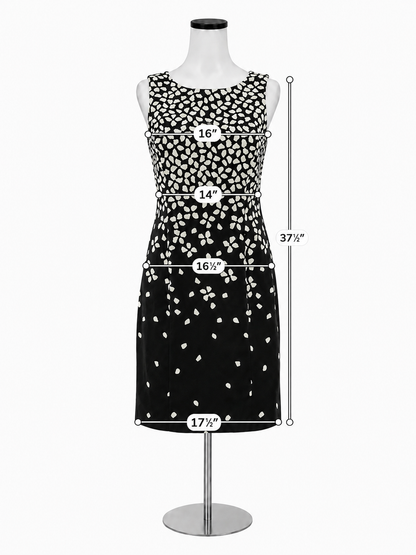 Lauren Ralph Lauren Floral Sheath Dress Black White Cotton Stretch Size 4