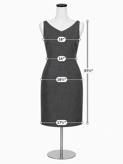 Jane Hamill V-Neck Sleeveless Sheath Dress Charcoal Gray Size 4 Made in USA