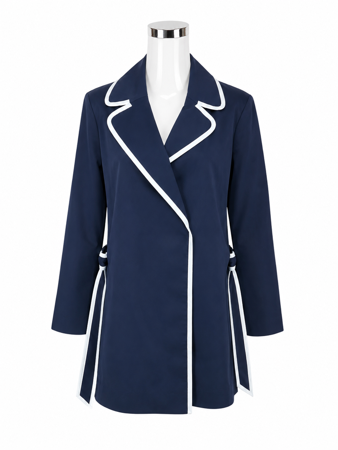 Banana Republic Navy Contrast Trim Piped Belted Wrap Jacket Coat Size XL