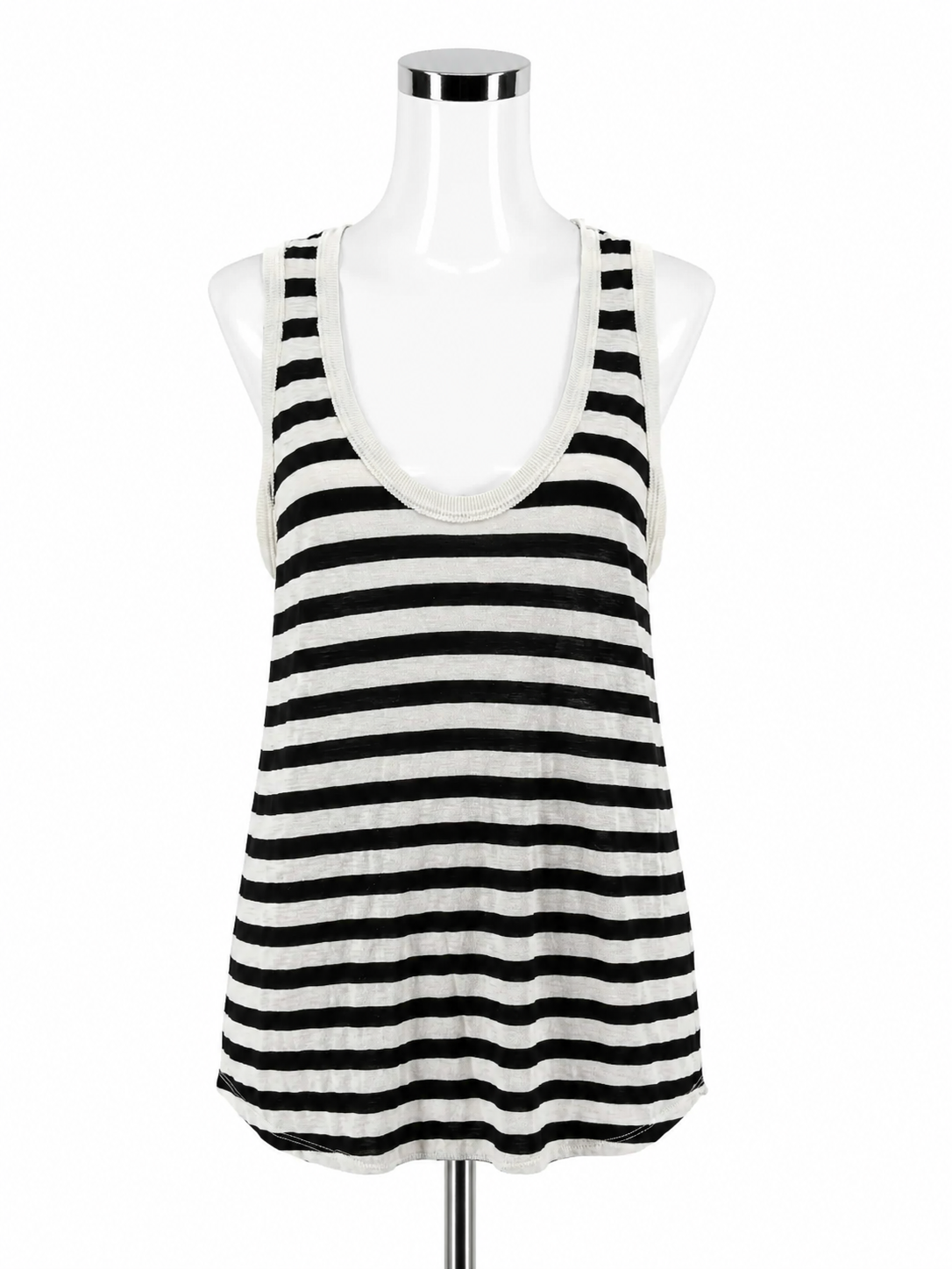 Michael Stars Striped Racerback Tank Top Black White Size Small