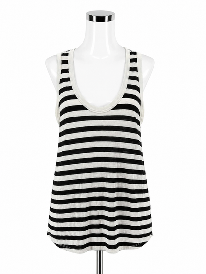 Michael Stars Striped Racerback Tank Top Black White Size Small