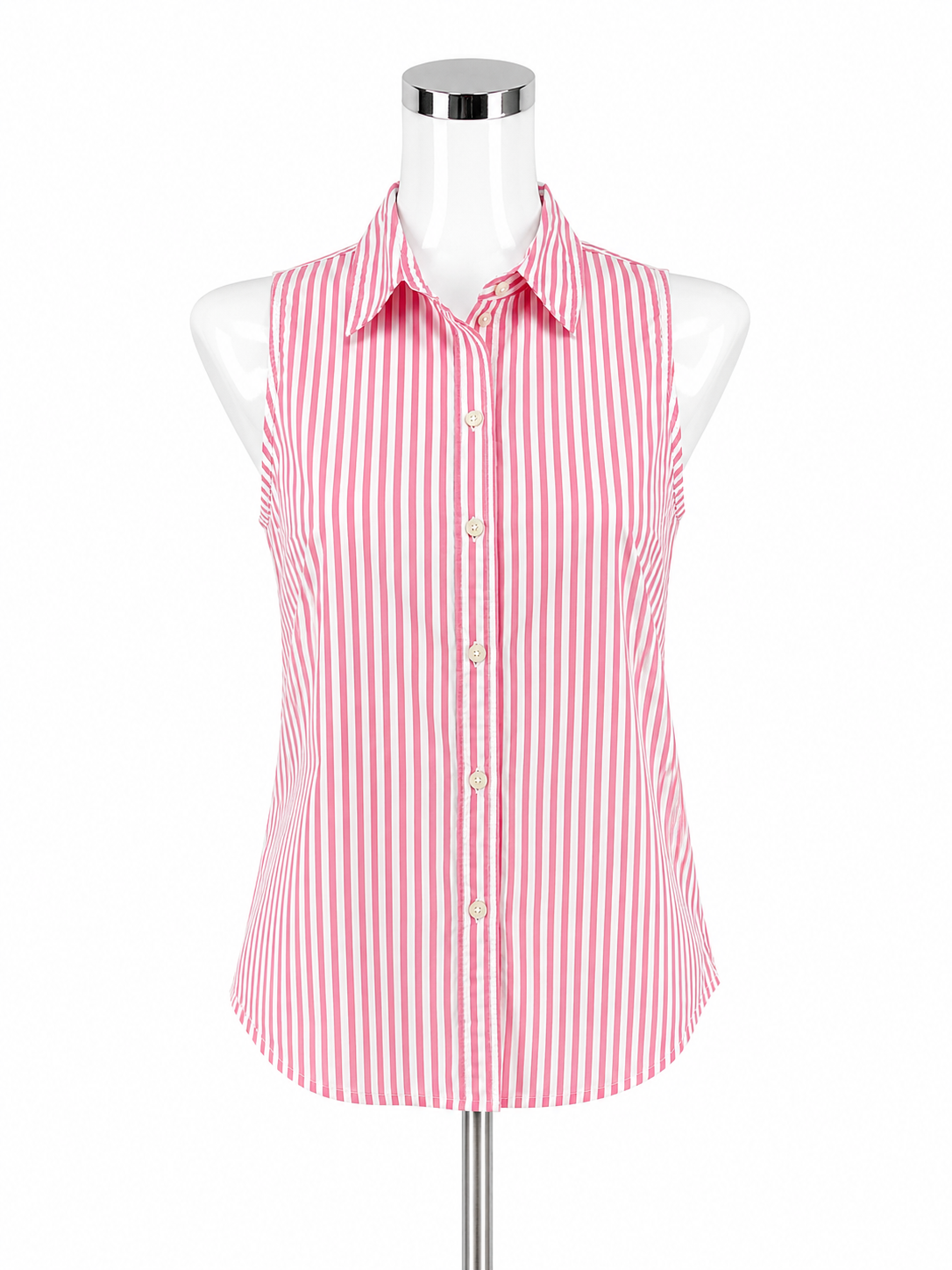 J. Crew Striped Sleeveless Button-Down Top Pink White XS