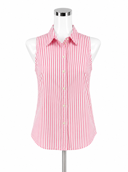 J. Crew Striped Sleeveless Button-Down Top Pink White XS