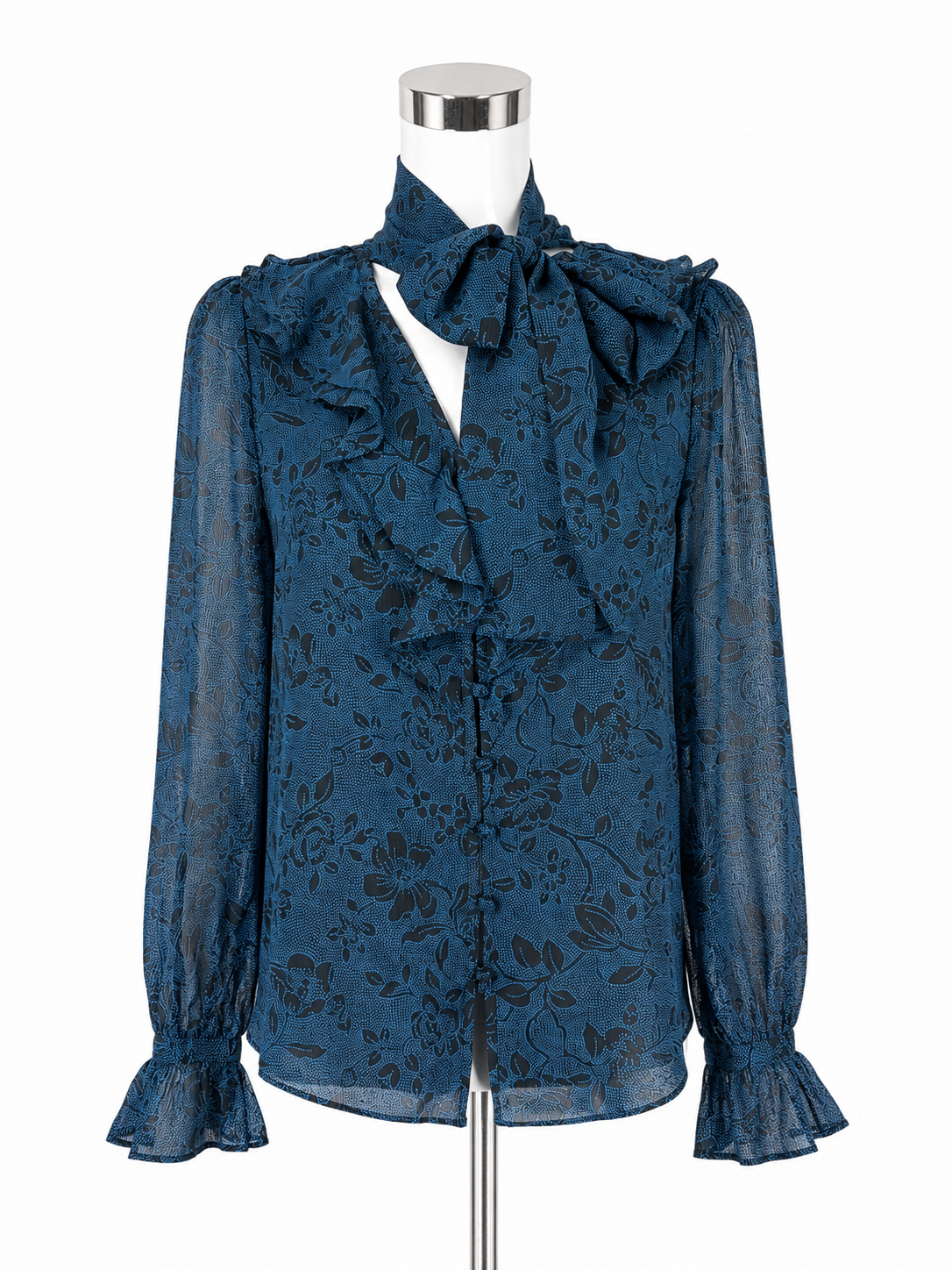 Ann Taylor Floral Dot Tie Neck Blouse | Small | New With Tags