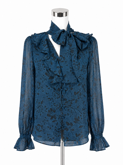 Ann Taylor Floral Dot Tie Neck Blouse | Small | New With Tags