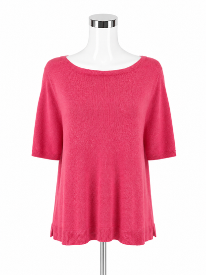 Ann Taylor Heathered Pink Linen Blend Boatneck Top Size Large