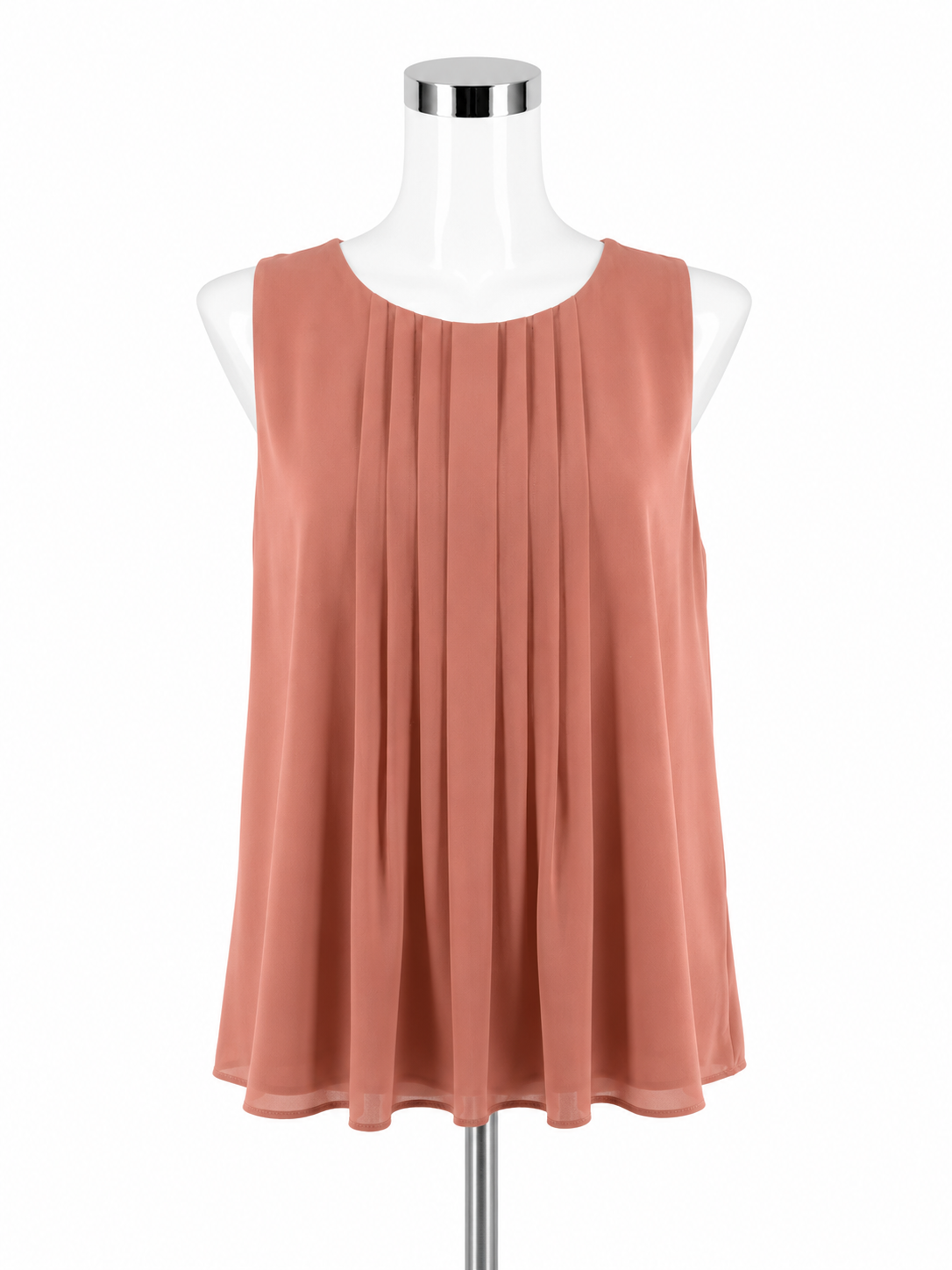 Ann Taylor Pleated Sleeveless Chiffon Shell Top Salmon Pink | XL