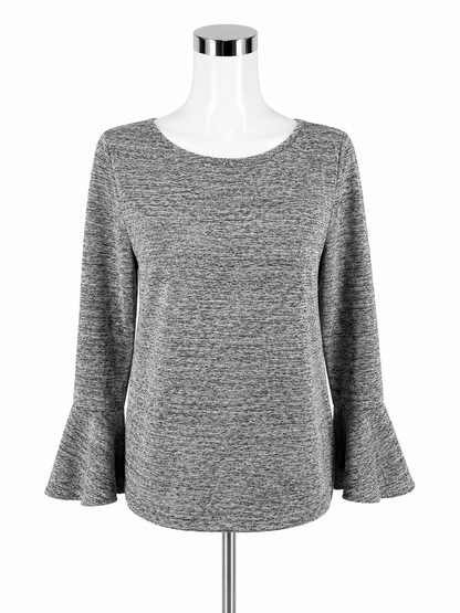 LOFT Heathered Gray Bell Sleeve Boat Neck Top Size Small