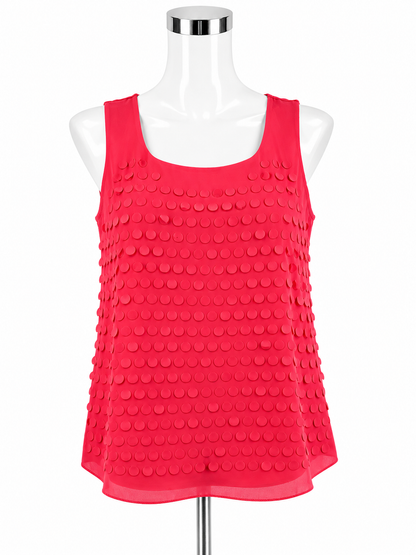 Ann Taylor Petite Embellished Confetti Dot Sleeveless Top Size LP Coral Pink