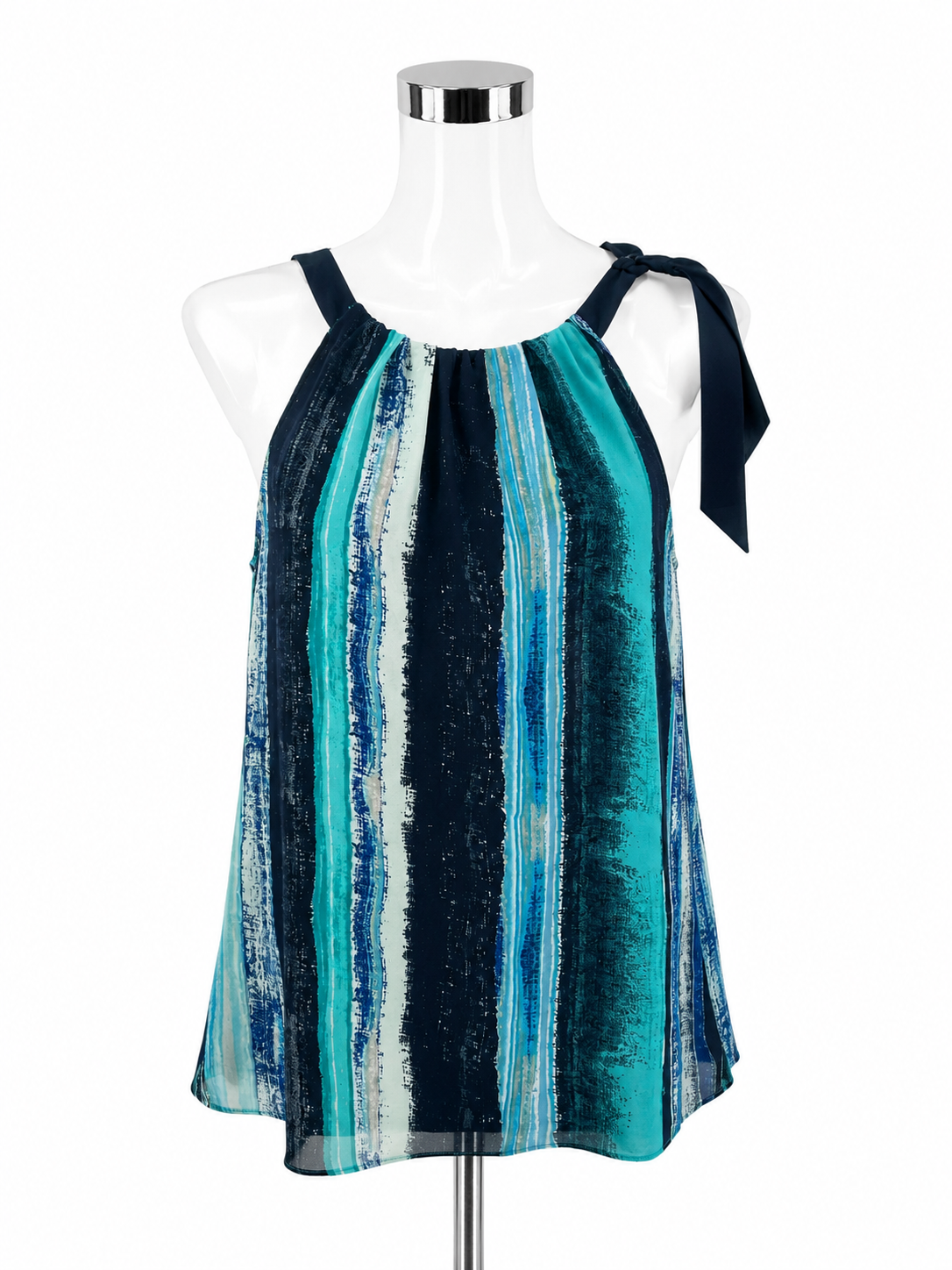 Ann Taylor Watercolor Stripe Tie Shoulder Halter Top Size 6 NWT