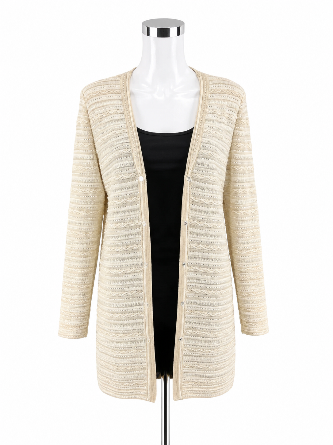 St. John Evening Beaded Knit Cardigan Jacket Cream Size 12 | Marie Gray