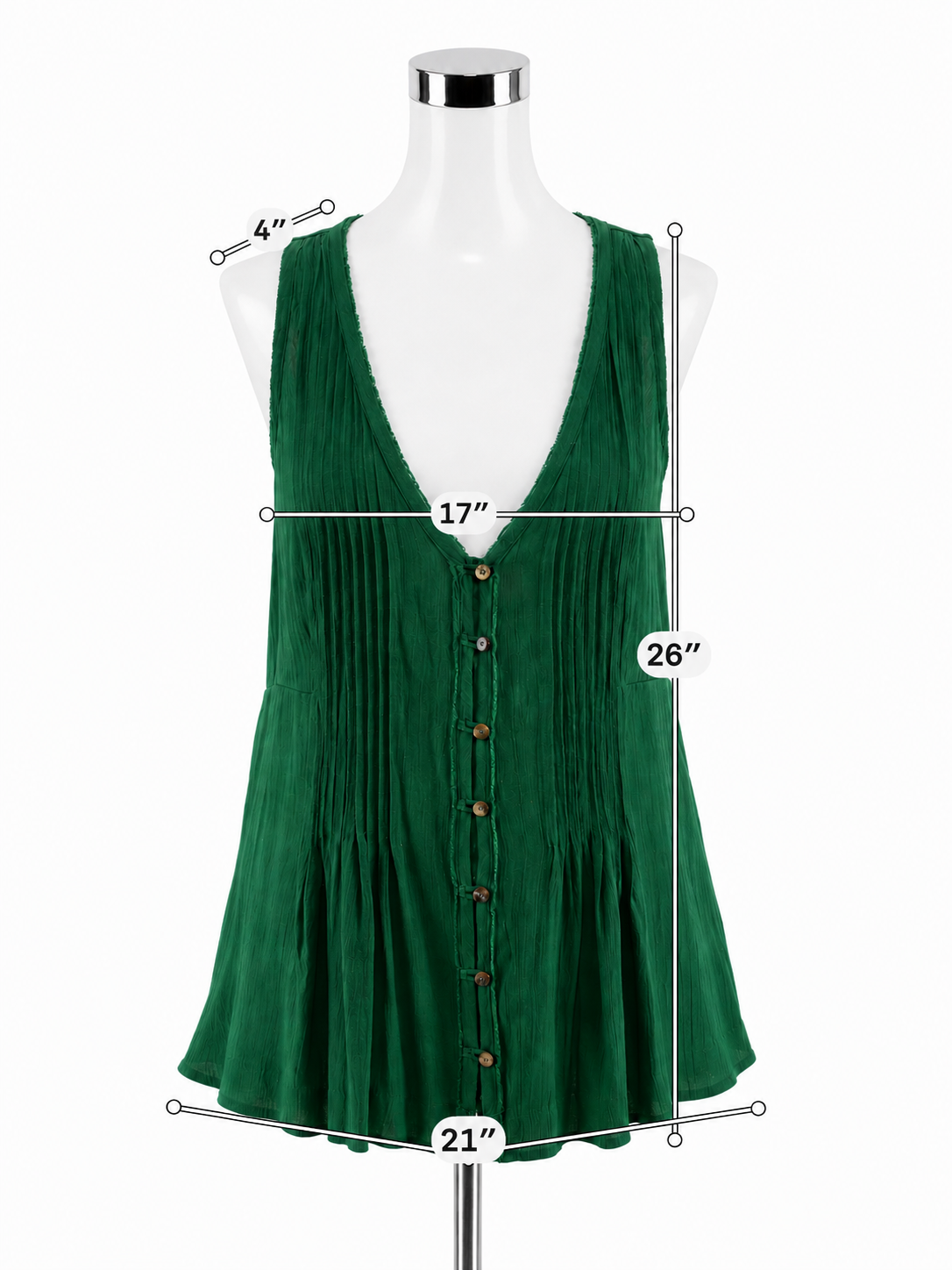 Maeve Ribbed Button-Front Peplum Tunic Tank Top Green Size Medium
