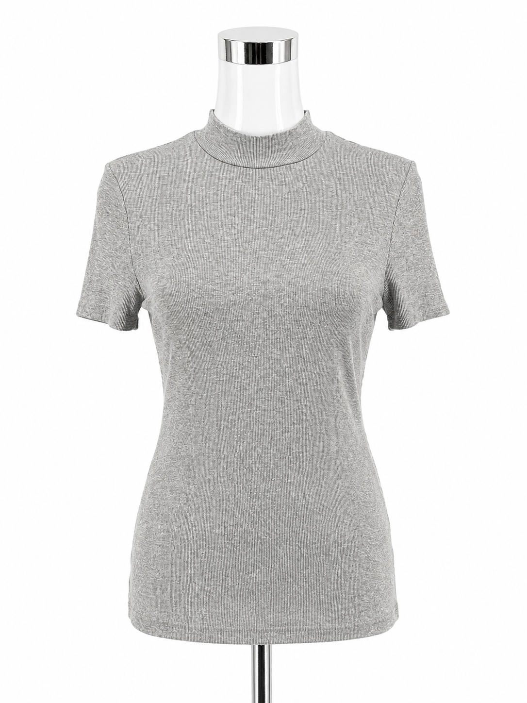 Pure + Good Anthropologie Ribbed Mock Neck Top Gray Size Large