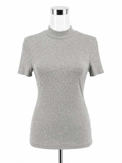 Pure + Good Anthropologie Ribbed Mock Neck Top Gray Size Large