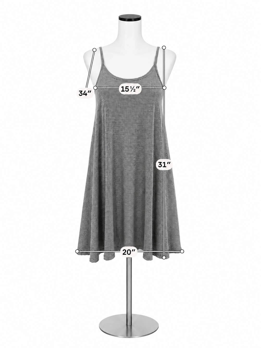 Hem &amp; Thread Black &amp; White Striped Lace-Up Back Swing Dress Size Medium