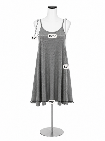 Hem &amp; Thread Black &amp; White Striped Lace-Up Back Swing Dress Size Medium