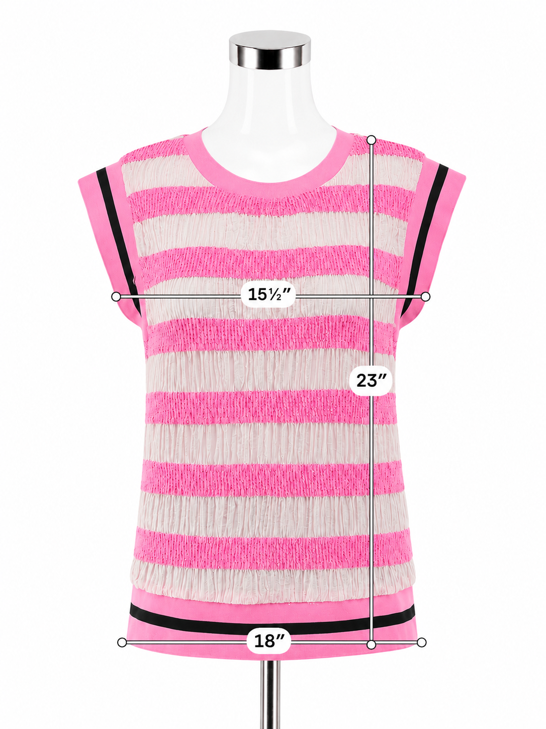 Voy Pink &amp; Ivory Striped Mixed Media Tencel Blend Cap Sleeve Top Size Large