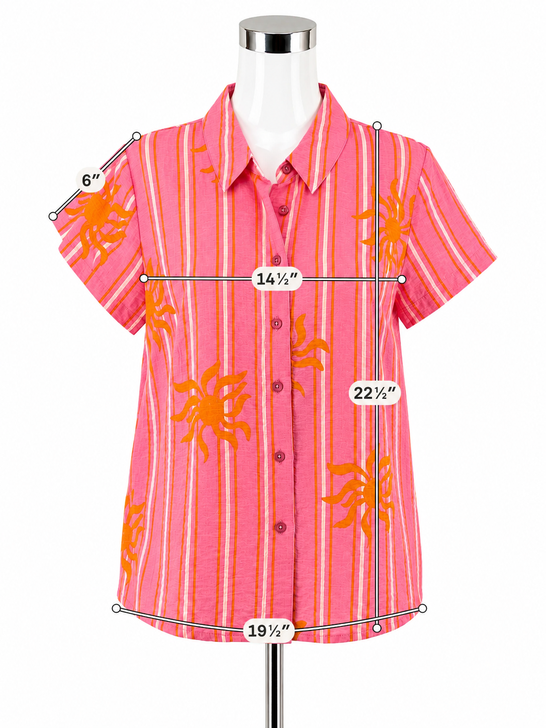 cabi Solstice Top Sun Print Button Up Camp Shirt Size Small