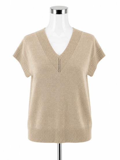 Cyrus V-Neck Cap Sleeve Sweater Vest Tan XS New With Tags