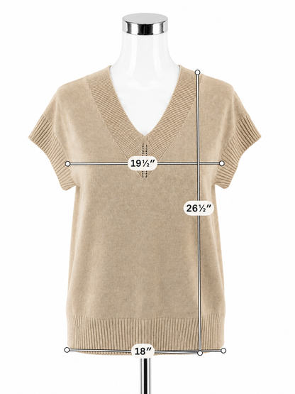 Cyrus V-Neck Cap Sleeve Sweater Vest Tan XS New With Tags