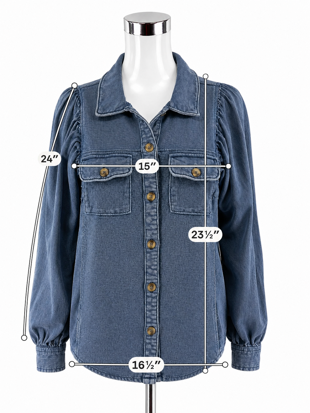 Pilcro and the Letterpress Puff Sleeve Denim Utility Shirt Jacket XXS Blue Button Front
