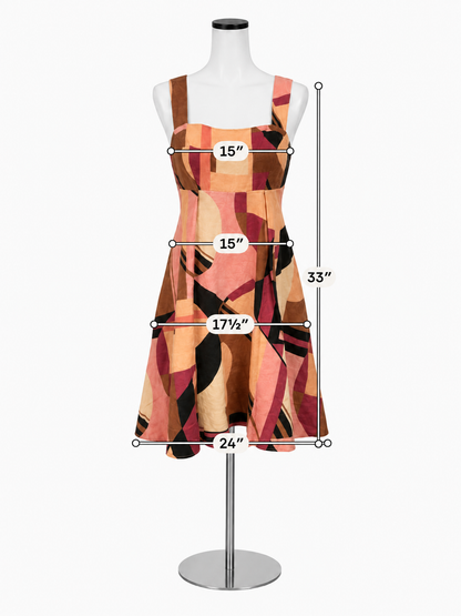 Banana Republic Elessa Linen Mini Dress Geometric Print Pink Tan Size 4