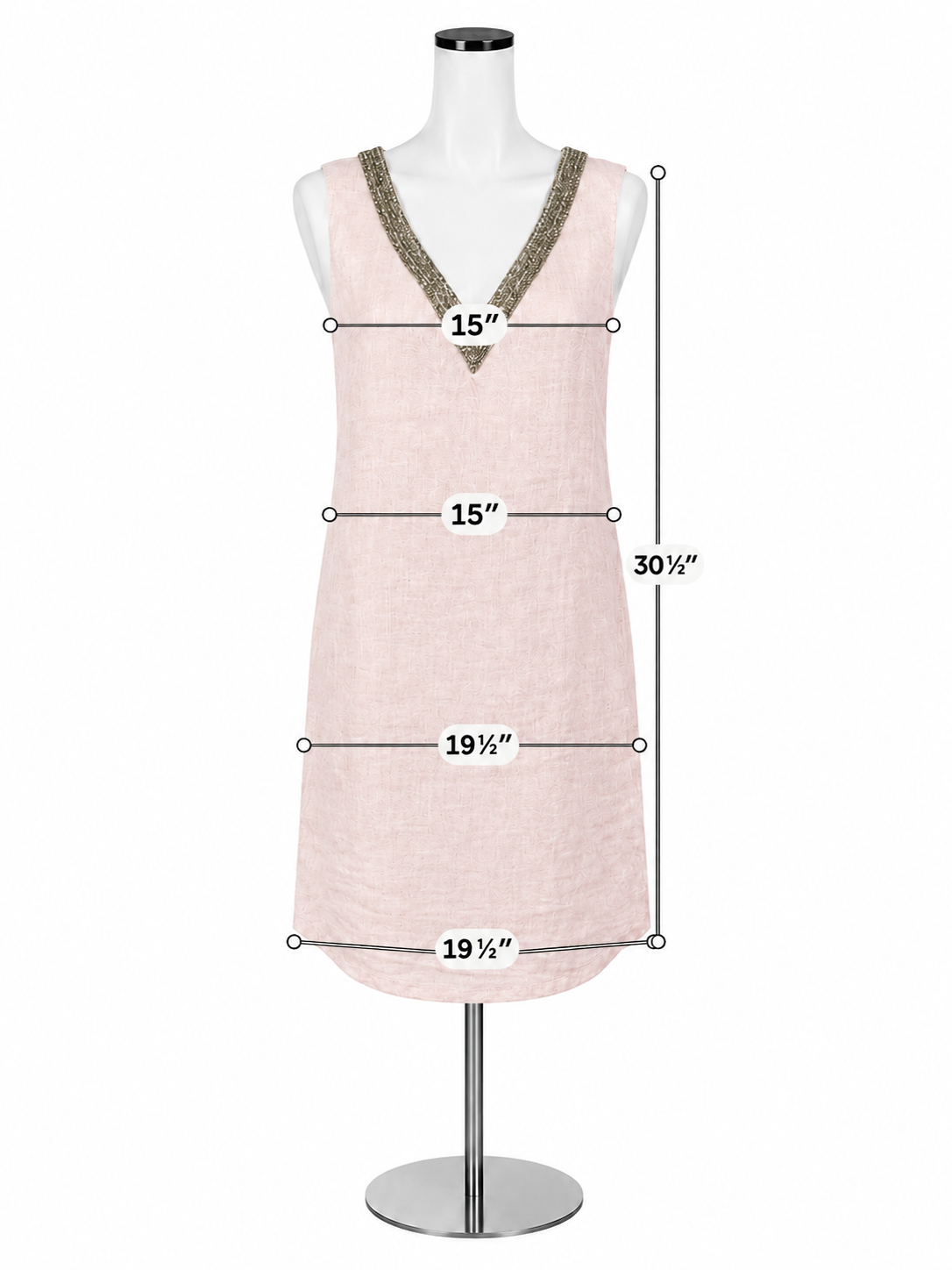 120% Lino Pink Beaded Sleeveless Italian Linen Dress Size Large