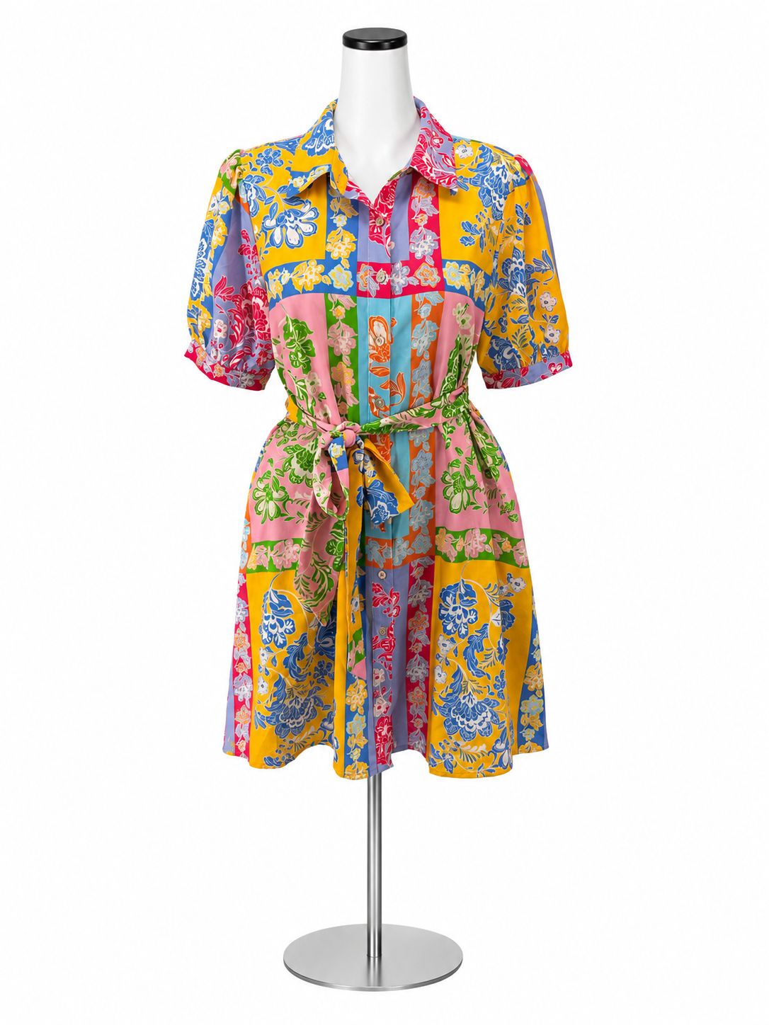 Jodifl Floral Patchwork Puff Sleeve Shirt Dress Size Small