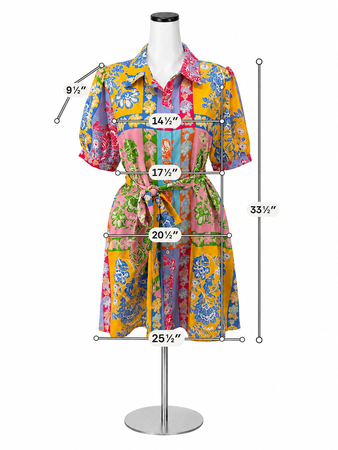 Jodifl Floral Patchwork Puff Sleeve Shirt Dress Size Small