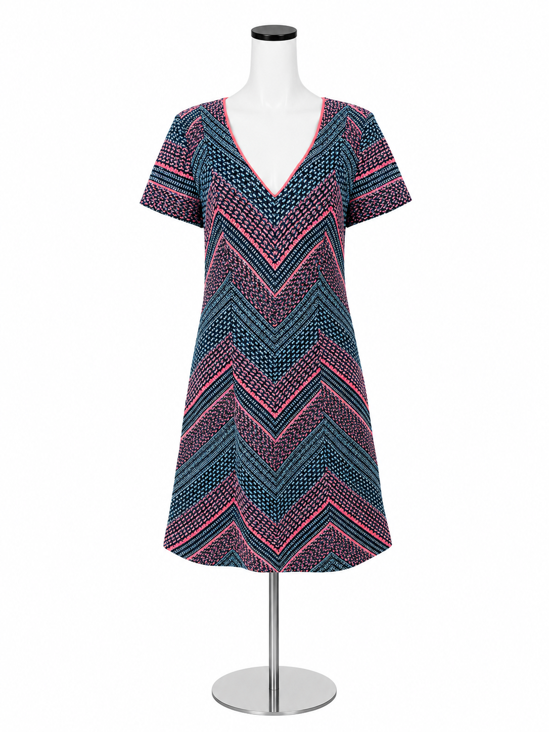 Hutchinson Chevron V-Neck Textured Knit Sheath Dress Size 12