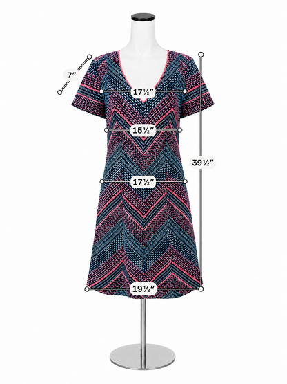 Hutchinson Chevron V-Neck Textured Knit Sheath Dress Size 12