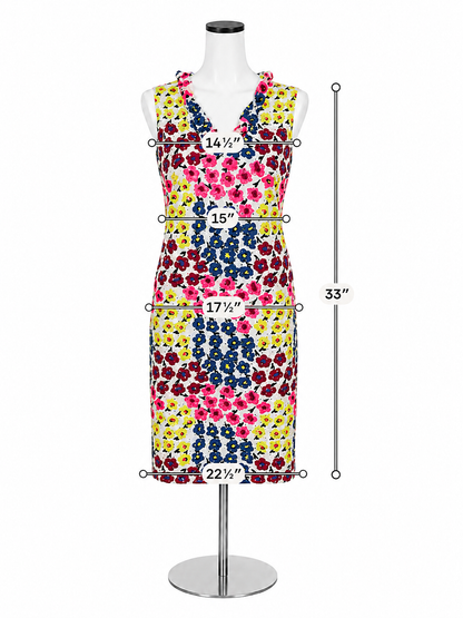 Talbots Floral Cotton Shift Dress Ruffle V-Neck Size 12