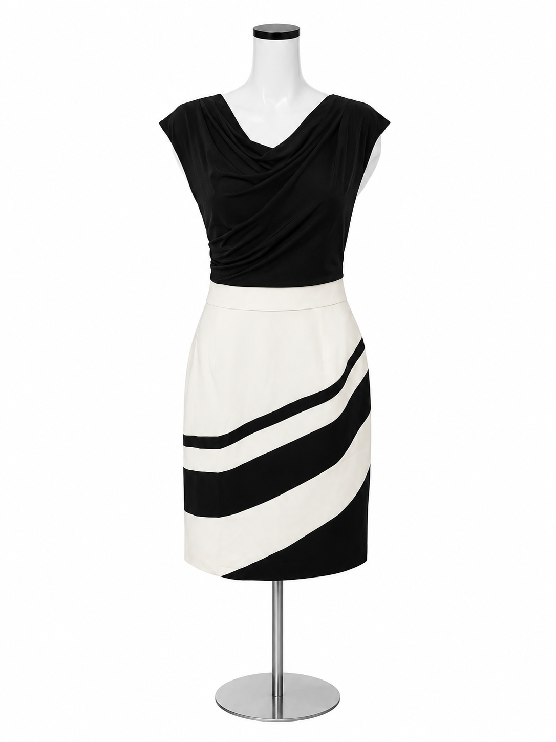 Sweetie One New York Black &amp; White Colorblock Cowl Neck Sheath Dress Size 10 NWT