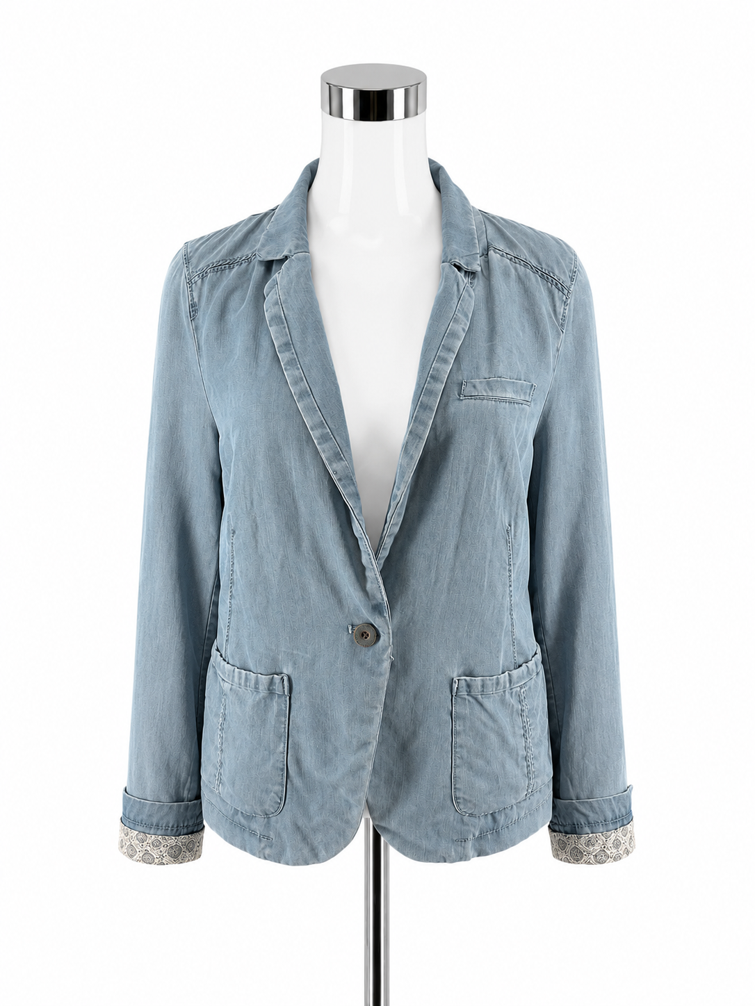 Pilcro and the Letterpress Chambray Mixed-Media Blazer Jacket Size Medium