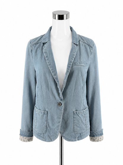 Pilcro and the Letterpress Chambray Mixed-Media Blazer Jacket Size Medium