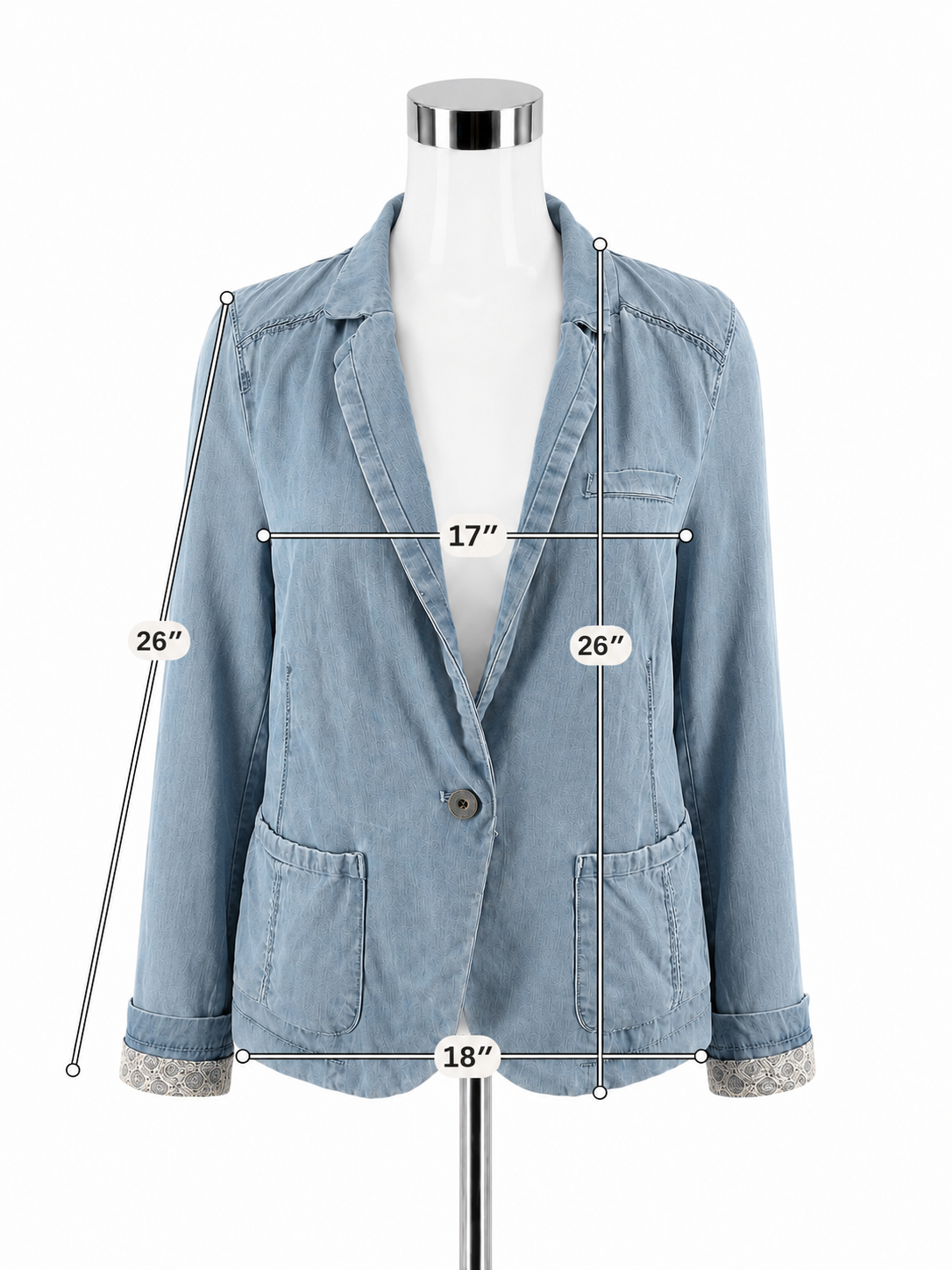 Pilcro and the Letterpress Chambray Mixed-Media Blazer Jacket Size Medium