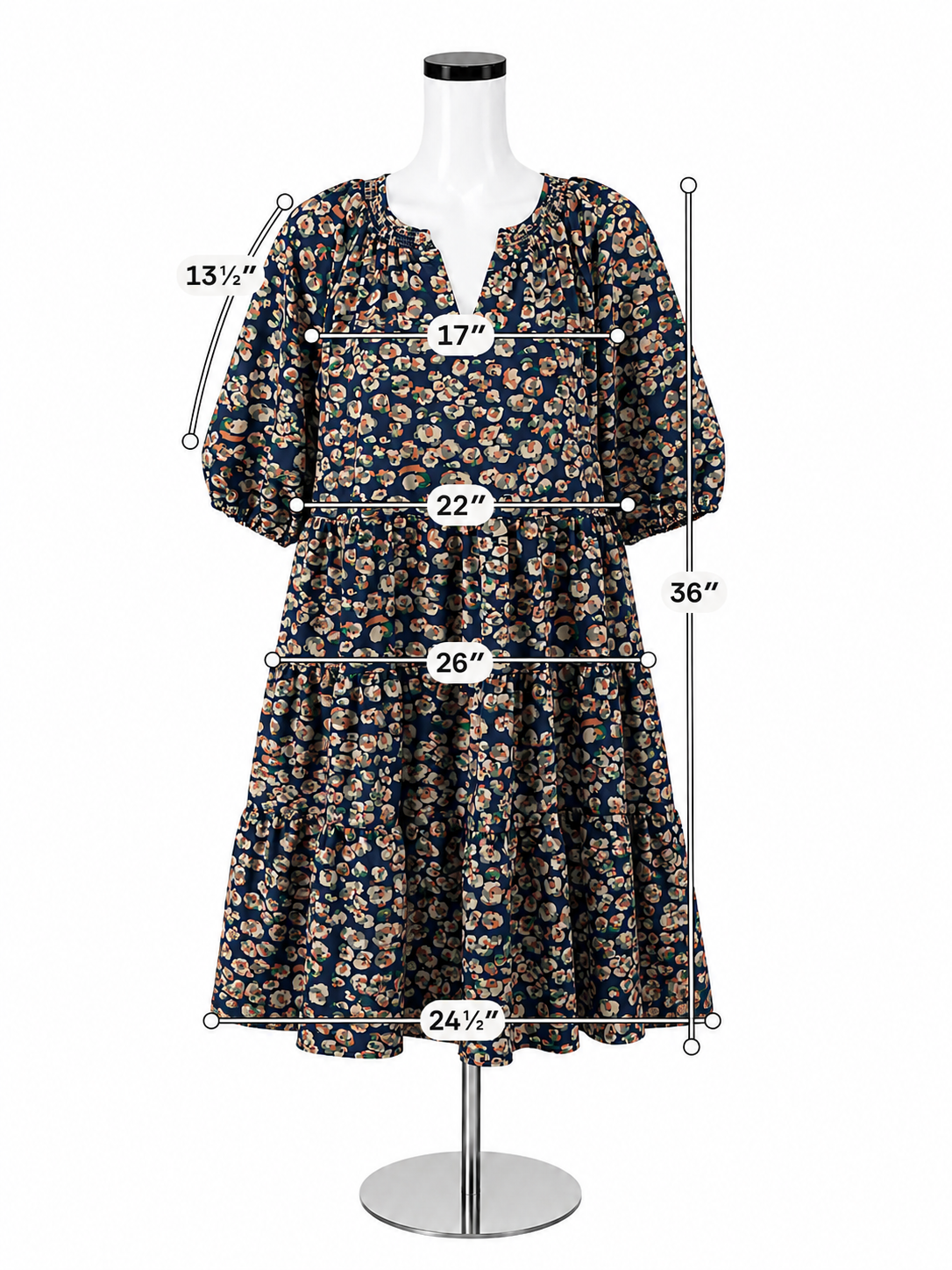 Michelle McDowell Floral Tiered Babydoll Dress with Pockets Size Large