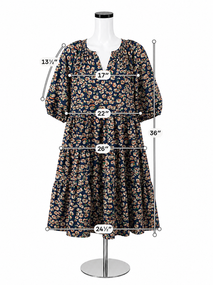 Michelle McDowell Floral Tiered Babydoll Dress with Pockets Size Large