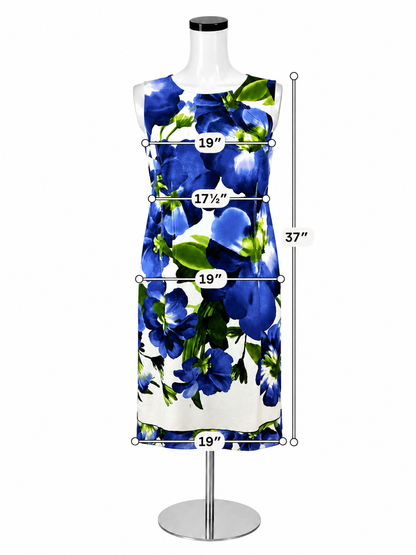 Andrea Jovine Floral Print Sheath Dress White Blue Green Size 10